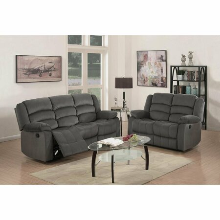 Homeroots 60 x 35 x 40 in. Modern Gray Leather Sofa & Loveseat 343891